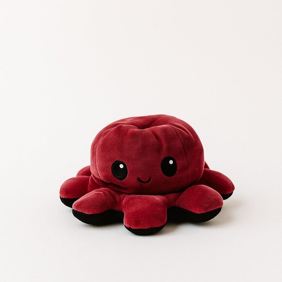 Cute Red Octopus Plush Toy – Soft Reversible Mood Plushie, Adorable Gift for Kid - Picture 1 of 3